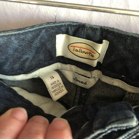 Talbots Blue Wide Leg Denim Women's Pant w/ Decorative Trim, Size 14 - Picture 4 of 6